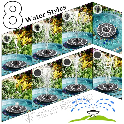 Yzert Solar Fountain Glass 3.5W 2000mAh, Indicator, Cloudy Day, Bird Bath | Solar Water Fountain Pump with 7 Nozzles, 4 Fixer Rods, Work in Shadow for Gardens, Ponds, Pools, Outdoors