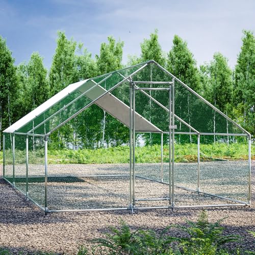 HEYTOWN Large Metal Chicken Coop Chicken Pen Walk-in Poultry Cage with Water-Resident and Anti-UV Cover Chicken Runs for Yard with Cover Duck Rabbit Dog House Outdoor | Walk-in, Poultry Cage, Chicken Run for Yard with Cover,Water-Resident and Anti-UV Cove