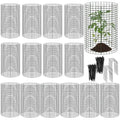 45 Pcs Large Wire Plant Protector from Animals, 15 Pack 24" H X 12" Dia Metal Plant Cage Chicken Wire Cloche with Ground Stakes and Nylon Tie to Keep Animals Out, Garden Protection Bunny Barricade - size: 15 Pack 24'' x 12''