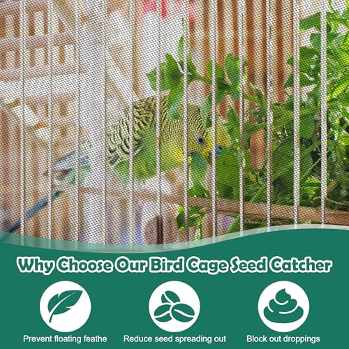 2 Pack Bird Cage Seed Catcher Guard, Adjustable Bird Cage Mesh Net Cover | Heavy Duty Nylon Mesh Netting for Parrot Parakeet Macaw African - size: Large