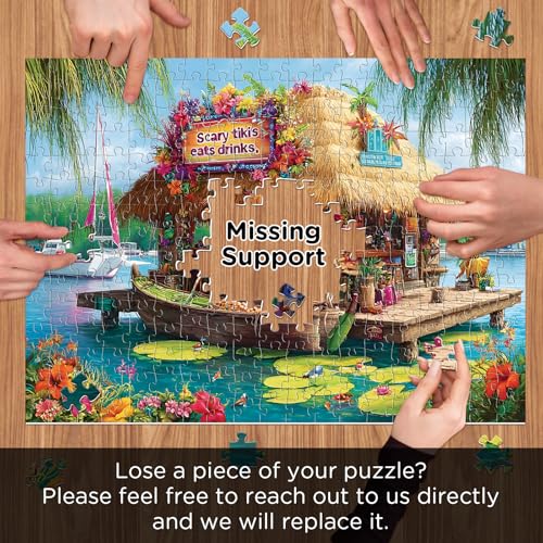 500 Piece Puzzle for Adults, Vacation Jigsaw Puzzle, Seaside Bar Puzzles | Tropical Island Tiki Bar Puzzle 500 Pieces, Relaxing Coastal Scene Puzzle for Adults and Family Game Night - style: Island Bar