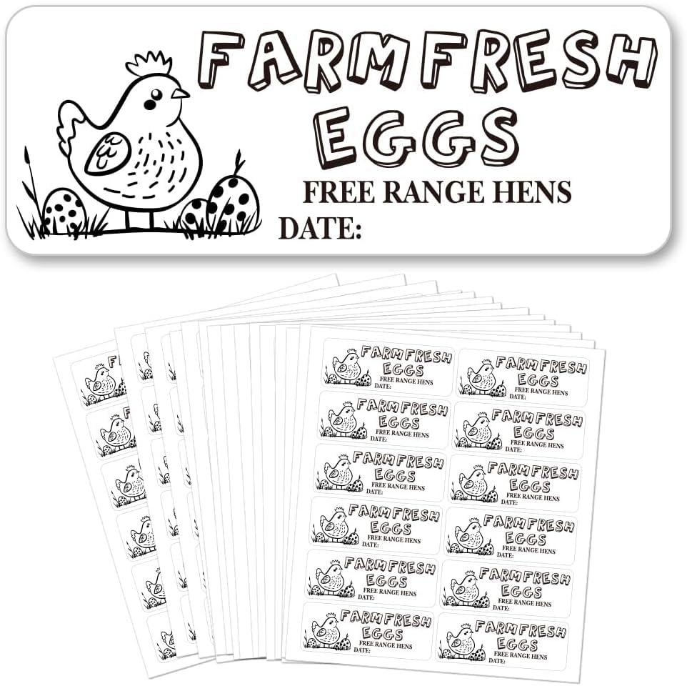 180 Pcs Farm Fresh Eggs Sticker, 1x2.64 Inch Unwashed Egg Carton Label PET Adhesive Egg Packaging Stickers Carton Farm Supplies for Egg Packing Box Container