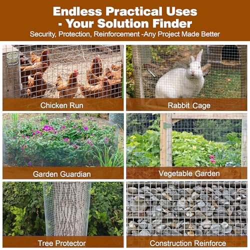 Hardware Cloth 1/2in 48in x100ft Hot Dip Galvanized Rust Resistant Welded Wire Mesh,Chicken Wire Fence Garden Plants Fencing,Chicken Coop Rabbit Poultry Critters Metal Cage Roll