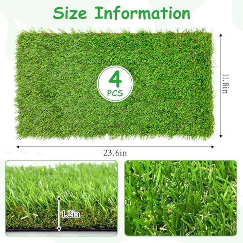 kathson 4 Pcs Washable Chicken Nesting Pads, 11.8 X 23.6 in Artificial Grass Turf Rug Cuttable Chicken Coop Liner for Laying Eggs Reusable Nest Box Bedding Egg-Protecting Mats for Coops - size: 4 Pcs