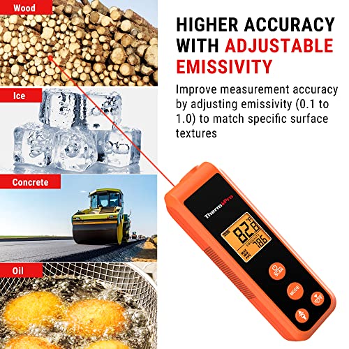 TempPro TempScan Mini-Sized Infrared Thermometer Gun for HVAC Engine BBQ | Temperature Gun with Max/Min/Avg Display, Infrared Thermometer for Cooking Pizza Oven Accessories, -58~1022°F Temp Gun - style: IR Thermometer with Laser