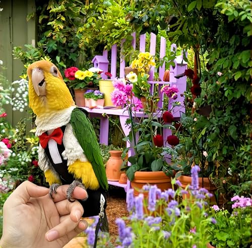 Bird Diapers Bird Harness Tuxedo Flight Suits with 80in Flying Leash Parrot Nappy with Waterproof Inner Layer Urine Wet Suite for Cockatiel Conure Parakeet Macaw Budgie-Black,L - size: L