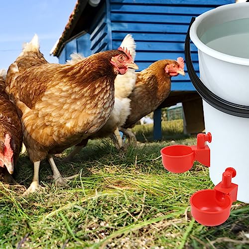 12 Pack Chicken Waterer Cups with Tee, Automatic Chicken Water Feeder Chicken Water Bowls Poultry Water Feeder Kit for Chicks, Duck, Goose, Turkey and Bunny（12 Tees + 12 Cups）