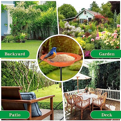 YADOOLIFE Metal Bird Bath Stand for Outdoors Garden, Bird Baths Birdbaths Bowl with Stake, Hand-Hammered Standing Birdbath, 5-Prong Base (Standing Bird Bath)