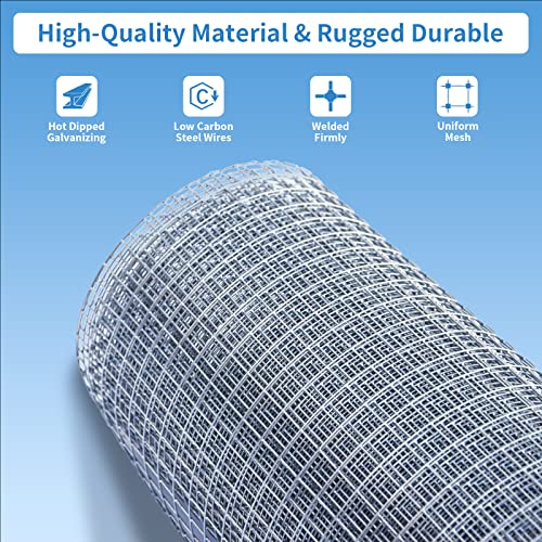 Zevemomo Hardware Cloth 1/4 Inch 36" X 25'- Hot Dip Galvanized After Welding | Wire Mesh Roll, 23 Gauge Chicken Wire Fencing for Garden Fencing Chicken Coop Wall Decoration Tree Guard Hardware Mesh - size: 36" x 25' 1/4inch