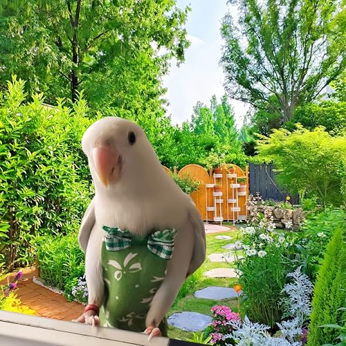 6Pcs Bird Diapers Bird Harness Flight Suits Diapers Reusable Parrot Nappy with Waterproof Inner Layer Washable Cute Urine Wet Suit Costume for Cockatiel Conure Budgie Macaw Parakeet, S - size: S