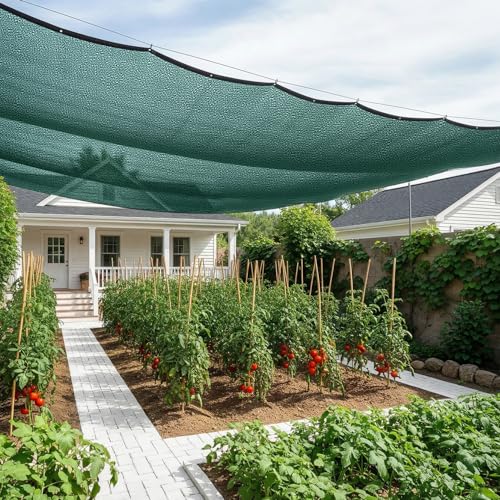 SUNNY GUARD Sun Shade Cloth, 6.5 x 10 FT Green HDPE Mesh | 65-75% Breathable shade cover creates a cooler space for plants, vegetables, greenhouses, patios, chicken coops, and kennels - color: 70 SHADE-GREEN, size: 6.5 FT x 10 FT