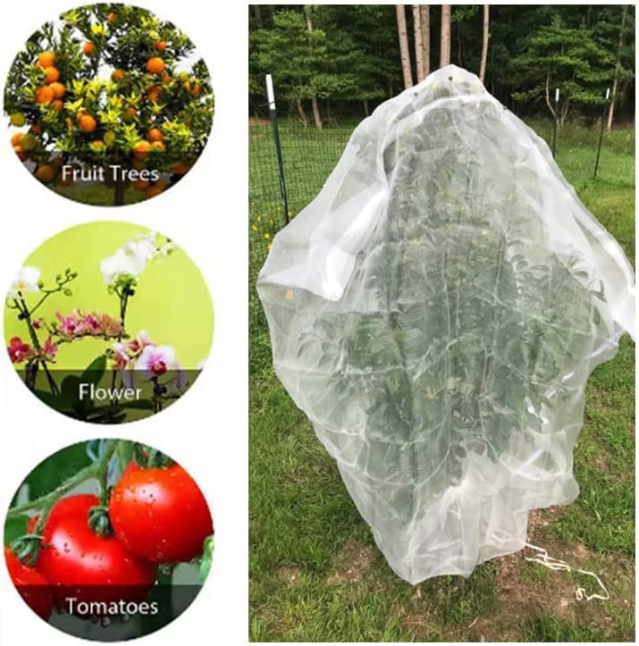 Agfabric Bird Netting 72" Hx72 W Garden Netting Insect Pest Barrier,Plant Cover Fruit Tree Netting Mesh Protection Bag with Zipper,White - size: 72"x72"