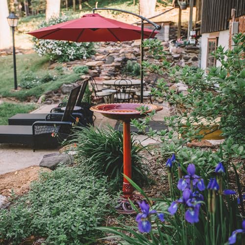 Backyard Expressions Outdoor Garden Bird Bath - Red - Weather Resistant Polyresin - 27 Inch - color: Red
