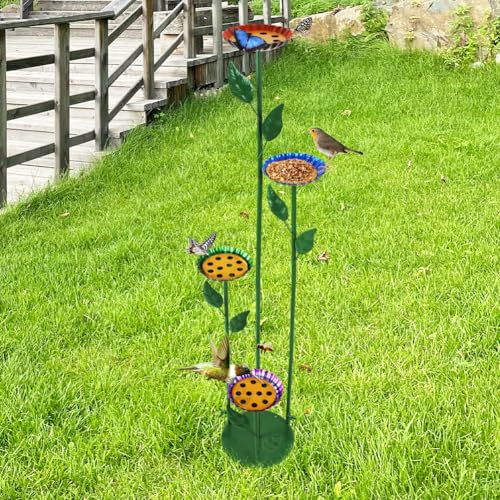 DREAMSOUL 4 Pack Bee Watering Station, Colorful Flower Bird Bath for Yard | Bright Color Appearance, Sturdy Metal Construction, Dual Use for Birds And Bees, Weatherproof for Outdoor Garden Use - size: 4PCS-B