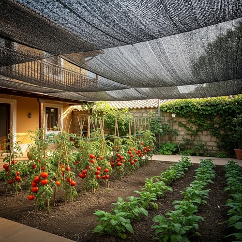 SUNNY GUARD Sun Shade Cloth, 6 x 8 FT Black HDPE Mesh | 35-45% Breathable shade cover creates a cooler space for plants, vegetables, greenhouses, patios, chicken coops, and kennels - color: 40 SHADE-BLACK, size: 6 FT x 8 FT