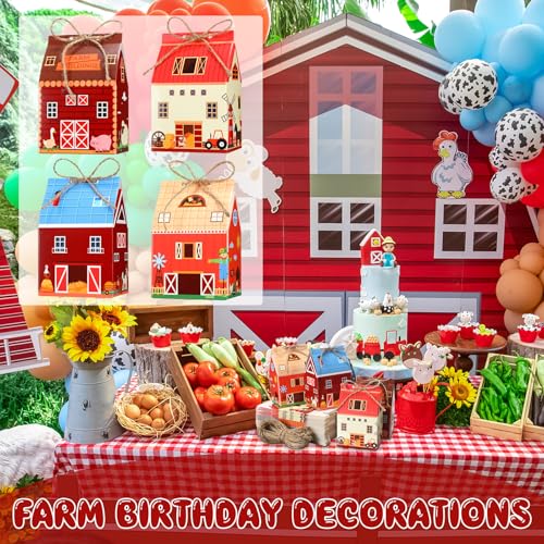 Zhanmai 48 Pcs Farm Animal Treat Boxes Candy Mini Cow Barnyard Boxes Farmhouse Paperboard Gift Bags for Holiday Party Treat Cookie Goodie Snack Gift Packaging - style: Summer Farmhouse