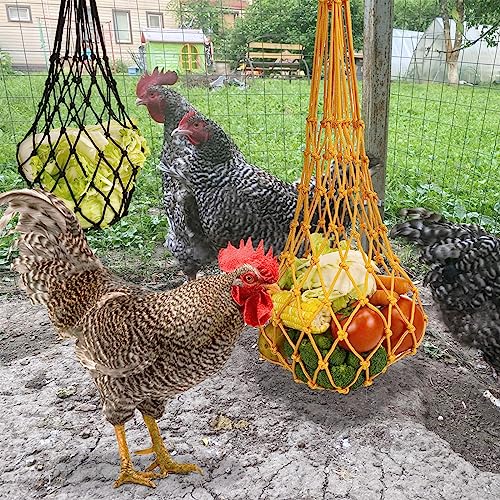 4Pcs Chicken Vegetable String Bag Poultry Fruit Holder Chicken Cabbage Feeder Treat Feeding Tool with Hook for Hens Chicken Coop Toy for Hen Goose Duck - color: Multicolor
