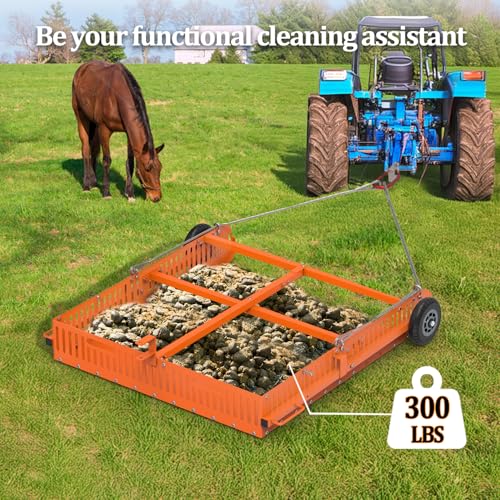 2 in 1 Horse Paddock Cleaner and Trailer | Tow-Behind Trailer Horse Manure Scoop, 2 in 1 Field Cleaner & Scooper for Paddock, Horse Pasture