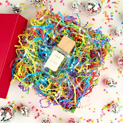 PAPER FAIR Iridescent Rainbow Easter Grass Crinkle Cut Paper, 5OZ Raffia Tissue Paper Filler Shred Strand Craft Bedding Cushion, Anniversary, Back to School, Birthday for Gift Basket Boxes - color: Iridescent Rainbow