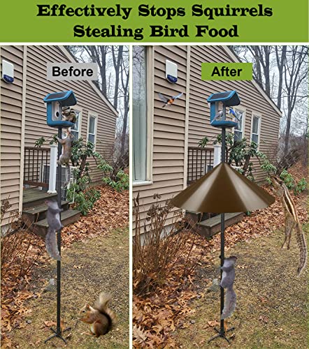 19 Inch Wide Squirrel Baffle for Bird Feeder Pole, Outside Pole Mount Stopper & Bird House Guard for Outdoor Shepherd’s Hook, Brown, 1 Pack - color: Brown