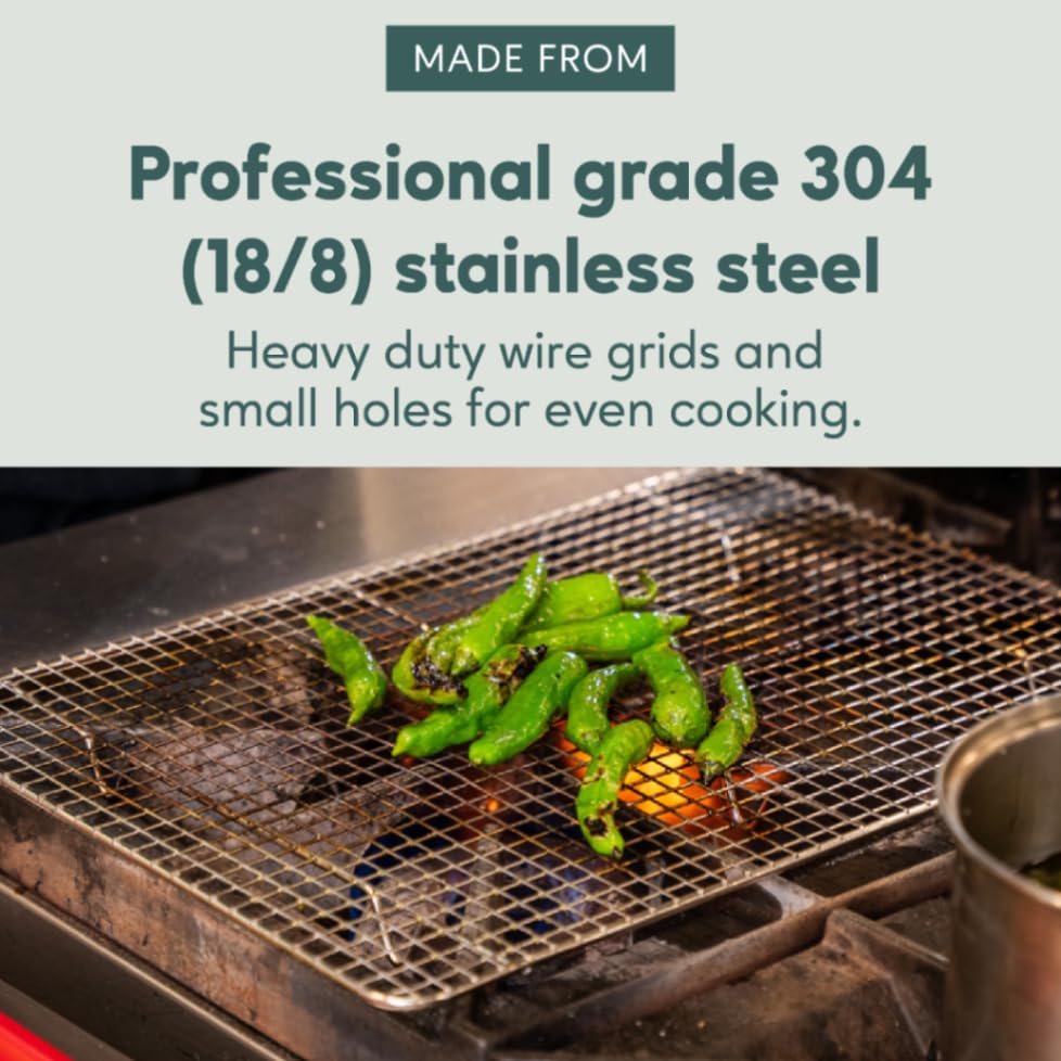 Cooling and Baking Rack Set - Cooling Racks -11.5'' x16.5'' | 100% Stainless Steel, Oven-Safe, Dishwasher-Safe, Heavy Duty Tight-Wire, Set of 2, Half Sheet Pan Cooling Racks, Easy Clean - size: 11.5" x 16.5" 2-Pack