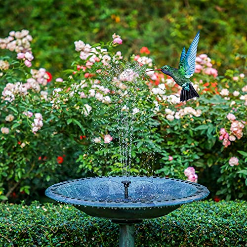 AISITIN 3.5W Solar Bird Bath Fountain Pump with 6 Nozzles & 4 Fixer | Solar Powered Water Fountain Pump for Garden, Ponds, Pool, Fish Tank, Aquarium and Outdoor, Black