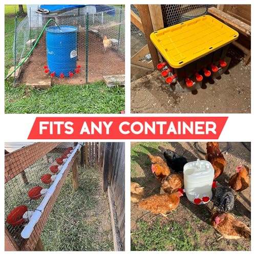16 Pack Auto Chicken Poultry Waterer Cups Feeder for Diy Chicken Coop Automatic Watering Cup Dispenser Drinker Bebederos De Agua Para Gallinas with Mounting Hole Opener Double Leak-proof Washer - size: 16 Pcs