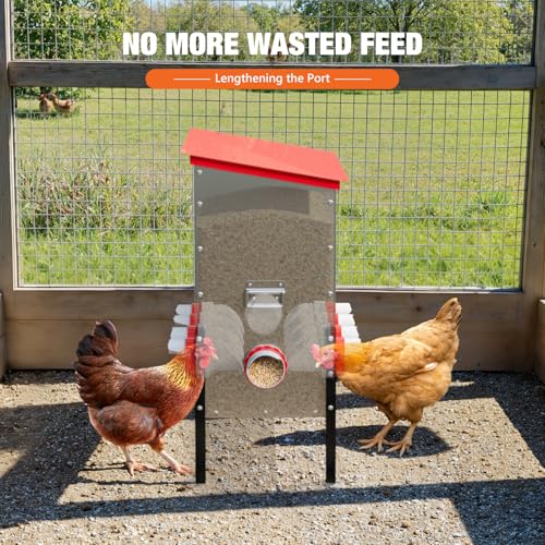 Sannwsg Chicken Feeders,126 lb Capacity 10 Port Automatic Chicken Feeder, Metal Chick Feeder with Locking Lid and Legs, Chicken Feeder for Chickens, Ducks, Geese - size: 10 Ports (4+4+2)