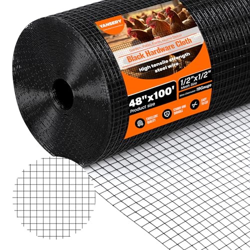 19 Gauge Hardware Cloth 48inx100ft 1/2 in Predator Proof Chicken Wire Fence | Stronger Than Chicken Wire Welded Wire Mesh for Garden, Chicken Coop, Rabbit Snake Protection Poultry Netting - size: 1/2in 48'' X 100'