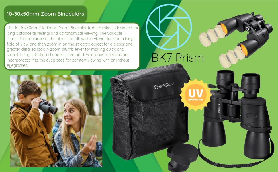Barska Gladiator 10-30x50 Zoom Binoculars with Tripod Adaptor for Stargazing, Birding, Hiking, Sports, Travelling, Camping - style: 10-30x50 Ruby Lens