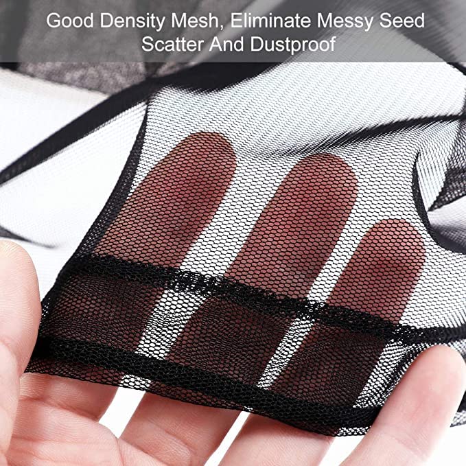 Adjustable Birdcage Seed Catcher Feather Catcher Bird Cage Cover Net Airy Soft Skirt Guard Birdcage Nylon Mesh Netting for Parrot Macaw Parakeet Round Square Cage (118 x 32 Inch, Black) - color: Black, size: 118 x 32 Inch
