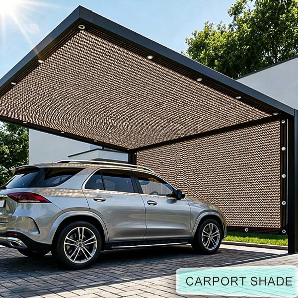 70% Shade Cloth - Sun Shade Cloth Mesh Tarp with Grommets Pergola Shade Cover Canopy, Mesh Tarp Sun Screens for Patio, Outdoor, Garden, Backyard [Brown 3x16FT] - size: 3×16FT