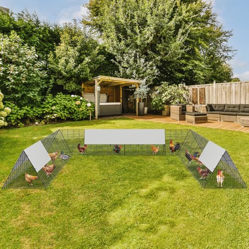 GarveeLife Chicken Tunnels for Outside with Corner Frames, Large Metal Chicken Runs with Weather-Resistant Cover, Portable Poultry Cage for Hens, Ducks, Rabbits, 238.2x161.4x24.2 inch - size: 40.9"L x 29.7"W x 2.8"H