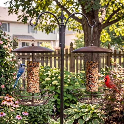 2 Pcs Cylinder Bird Feeder Outdoor Seed Cake Feeder Metal Suet Cake Holder Backyard Wild Birdfeeding Bird Feeders for Outdoors Garden(Brown) - color: Brown