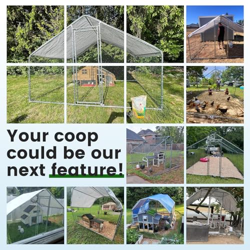 CHIKENCOOP 13x9.8x6.5 ft Large Metal Chicken Coop, Chicken Run with Cover | Extra-large walk-in enclosure with waterproof UV-resistant cover, reinforced frame, and 47 x 41 in eucalyptus perch. - size: 158.0"L x 118.0"W x 80.0"H