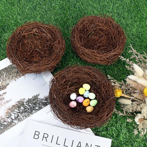 15 PCS 5.9 Inch Artificial Bird Nest for Crafts, Handicraft Rattan Bird's Nest, Small Bird Nest, Bird Nest Decorating Kit for Holiday, Table, Garden, DIY Terrarium Decor - size: 15 PCS 5.9 Inch