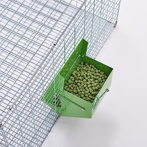 Metal Small Animal Feeder with Lid, Heavy Duty, Large Capacity Food Dispenser, Great for Rabbits, Guinea Pigs, Chinchillas and Other Small Animals. (4.6 inch, Green) - color: Green, size: 4.6 inch