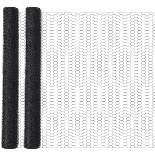 GlikCeil 48 in x 100 ft Chicken Wire Fencing Metal Floral Chicken Wire Mesh for Crafts Poultry Garden, 1 Inch Hexagonal Galvanized Hardware Cloth Netting for Poultry Coop Barrier Rabbit Cage(Black) - color: Black, size: 48 in X 100 ft