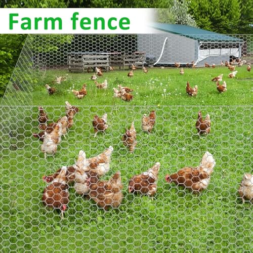 45 in X 200 ft Chicken Wire Fencing Metal Floral Chicken Wire Fence for Crafts 1 Inch Hexagonal Galvanized Poultry Wire Netting for Chicken Coop Barrier Rabbit Cage
