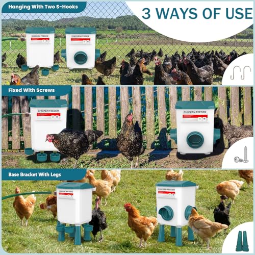 Float-Controlled Automatic Chicken Waterer & No Waste Feeder Kits - Chicken Coop Accessories, Poultry Waterer and Feeder, Two Buckets 3 Gallon/18-23 Pounds - color: Blue+Blue