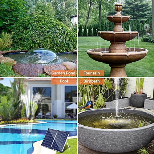 Solar Fountain Pump 35 Watt, 480GPH Solar Water Pond Pump with PVC Tubing 4 Spray Heads 16.5ft Cable Length for Garden Pond Fountain Waterfall Hydroponics Pool - size: 35W