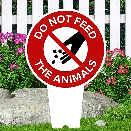 Do Not Feed the Animals Sign, 11"x21", Heavy Duty Integrated Ground Stakes, Indoor/Outdoor Use, Rust Free Aluminum Composite, Made in USA by My Sign center - color: Animals, size: 11"x21"