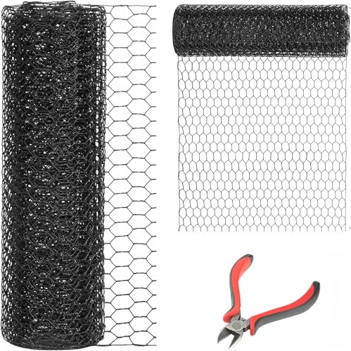 24'' x 150' Black Chicken Wire Mesh Fence, 19 Gauge Galvanized Poultry Netting and 1 inch Garden Mesh Fence Roll, Chicken Wire for Floral Arrangements/Crafts/Farm/Livestock/Pet Protection - size: 19 gauge 24'' x 150'