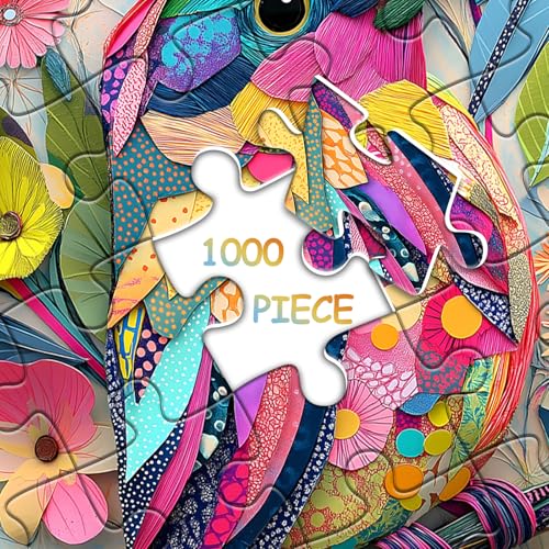 Hummingbird Puzzles for Adults 1000 Pieces, Collage Colorful Bird Flower Puzzle, Paper Cut Art Aesthetic Spring Animal Themed, Difficult Hard Impossible Challenge for Adults - style: Collage Colorful Bird