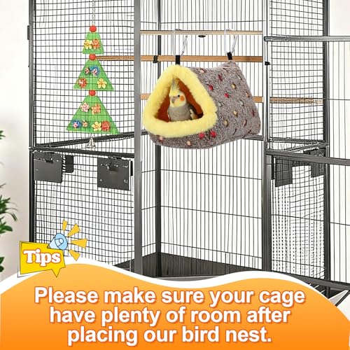 MEWTOGO Medium Winter Warm Bird Nest for Cage - Comfortable Birds Bed with Support Plate, Hanging Shed Hideaway Hammock Hut Gift for Cockatiel Monk Parrots Sun Conure - size: Medium