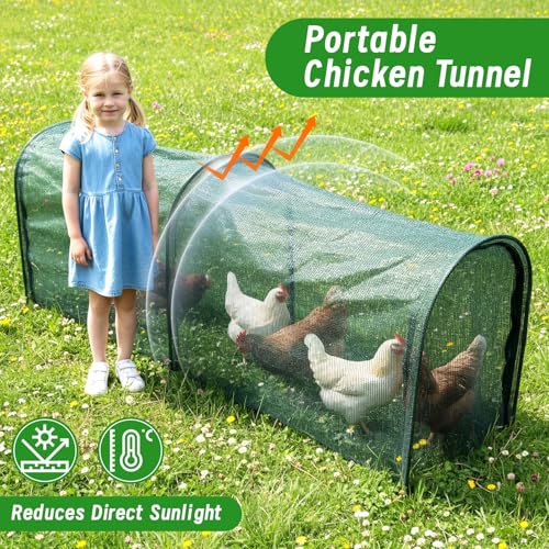 Chicken Runs for Yard,79" & 157" Extra Long Foldable Chicken Tunnels for Outside,All-in-One Kit with Sun Protection Net, Removable Door, Frame & Tools (Green, 79 * 21 * 32 inches) - size: 79*21*32 inches