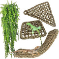 Reptile Hammock,Large Lizard Lounger,Bearded Dragon Tank Accessories Natural Seagrass Hammocks Hanging Flexible Climbing Vines Decoration for Gecko Snakes Chameleon(4 PCS)