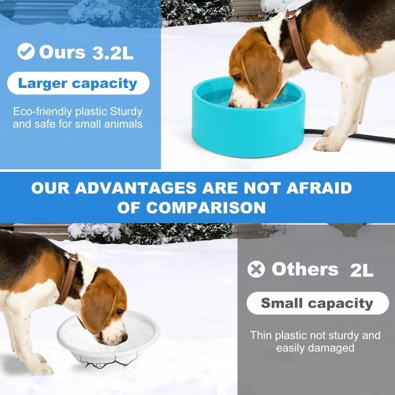 3.2L Heated Water Bowl for Outside Animals, Pet Heated Dog Bowl in Winter | Heated Dog Water Bowl Outdoor, Thermostatic Control Anti-freeze Heated Pet Water Bowl for Cats,Chicken,Duck,Goose,Rabbit - size: Round 3.2 Litres