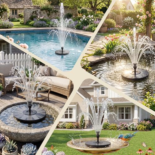 AISITIN 3.5W Solar Fountain for Bird Bath with 6 Interchangeable Nozzles | Floating Solar Water Fountain Pump, Outdoor Solar Water Pump for Garden Pond, Aquarium, Fish Tank, Pool