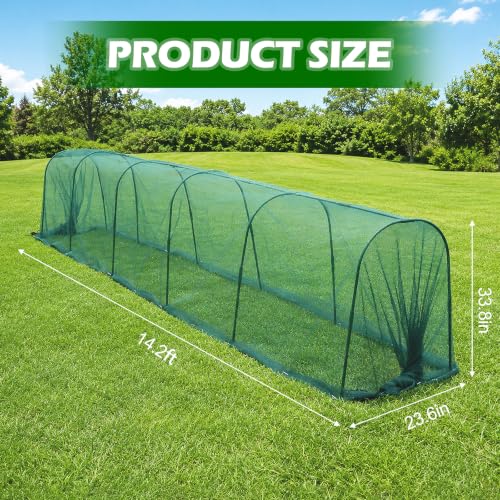 Chicken Tunnel for Backyard Poultry, 14.2FT Chicken Run Tunnel Extension with Reinforced Steel Frame & Protective Mesh, Flexible Coop Pathway for Chickens, Ducks and Small Animals